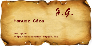 Hanusz Géza névjegykártya
